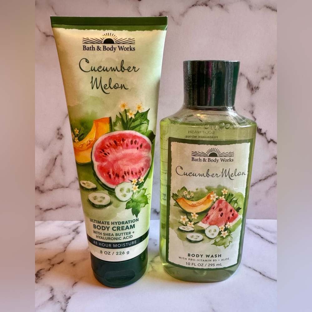 Bath & Body Works Cucumber Melon Body Wash and Cream Set Brand New